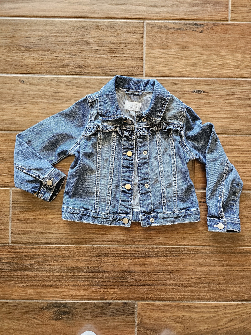 The Children's Place Blue Denim Ruffle-Trim Jean Jacket 5T